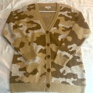 Lucky Brand Camo Knit Cardigan, Size Large